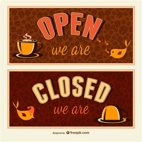 Open And Closed Signs Free Vector