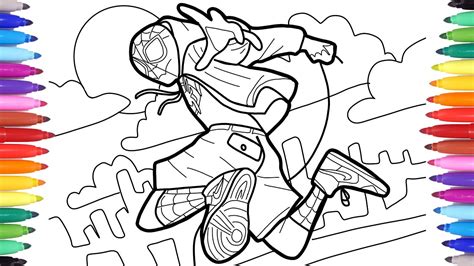 Spider Man Into The Spider Verse Coloring Pages How To Draw Spiderman