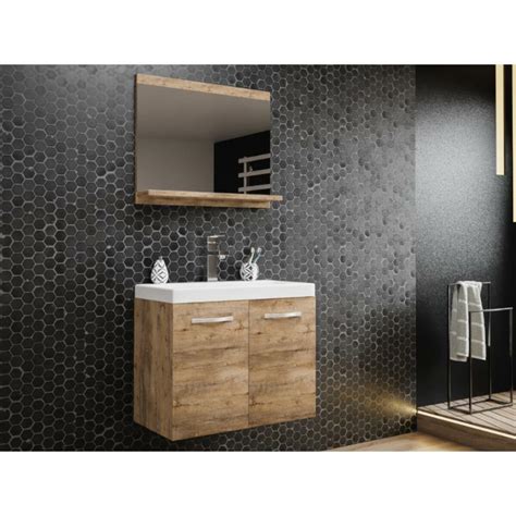 Vente Unique Meuble De Salle De Bain Suspendu Coloris Naturel Avec