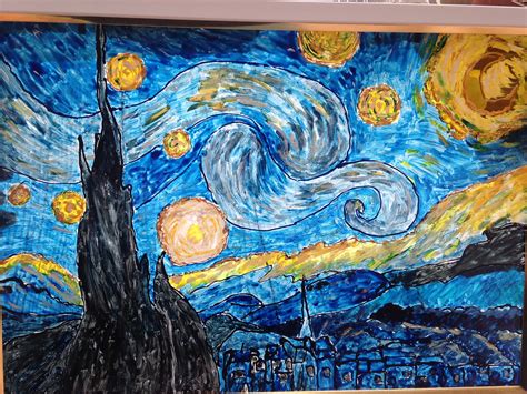 The Starry Night By Vincent Van Gogh Reproduction Stained Glass Painting Wall Art Original Art