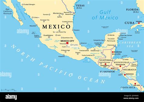 Mesoamérica Mapa Político Región Histórica Y área Cultural En El Sur