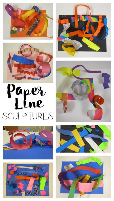 Paper Line Sculptures With Kindergarten Art Is Basic An Elementary
