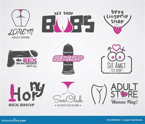 Collection Of Cute Sex Shop Logo And Badge Design Stock Vector Illustration Of Erotica Party
