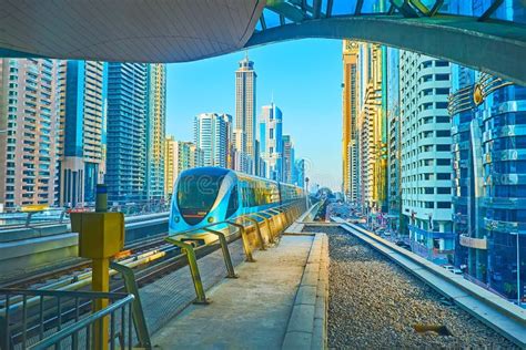 The Modern Train Of Dubai Metro Uae Editorial Photo Image Of Emirate