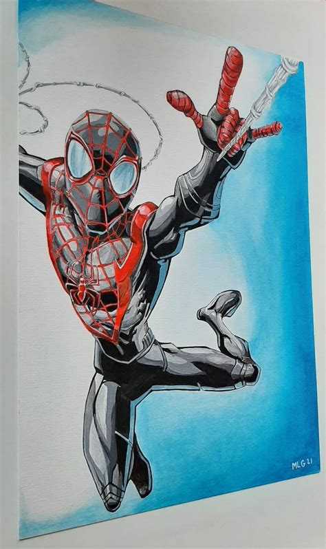 Spiderman Miles Morales Marvel Fan Art Pintura Etsy España