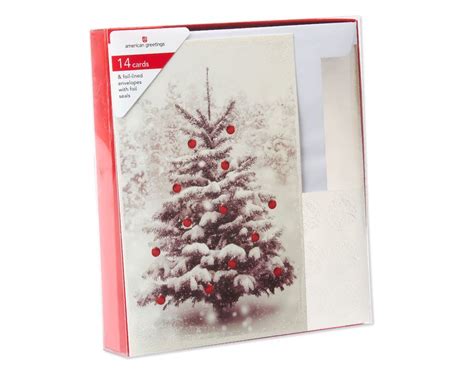 Snow Tree Christmas Boxed Cards 14 Count American Greetings