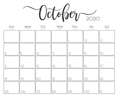 Editable October Calendar 2020 Pdf Calendar Printables Free