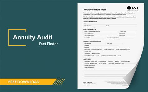 Annuity Audit Fact Finder Ash Brokerage