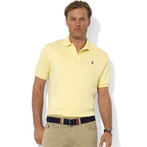 Lyst Ralph Lauren Classic Fit Interlock Core Polo Shirt In Yellow For Men