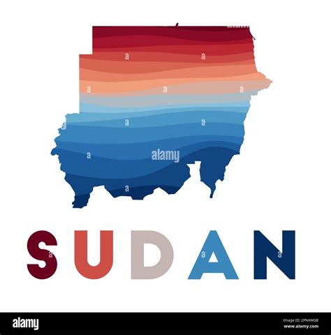 Sudan Map Map Of The Country With Beautiful Geometric Waves In Red