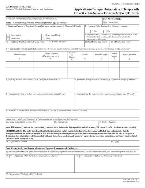 Atf Form 532020 Download Fillable Pdf Or Fill Online Application To