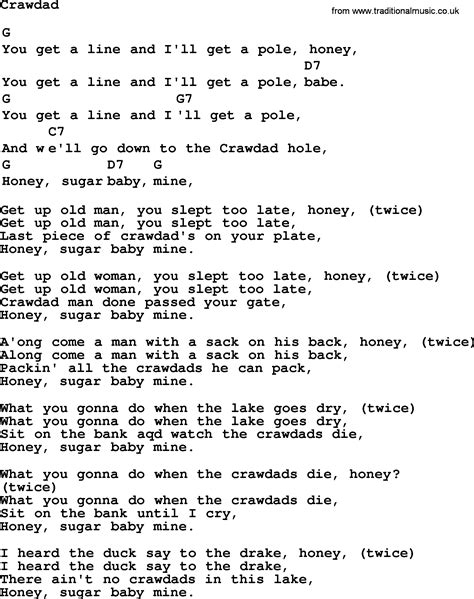 Top 1000 Folk And Old Time Songs Collection Crawdad Lyrics With Chords And Pdf