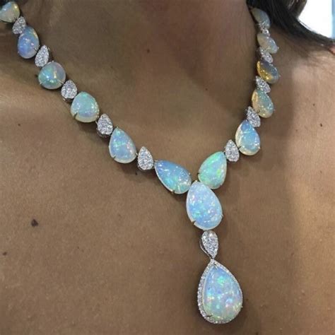 14k Gold Necklace Opal And Diamond Necklace Handmade In Etsy