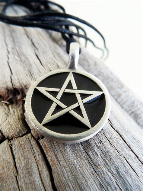 Pentagram Pendant Handmade Silver Necklace Enamel Gothic Wiccan Magic