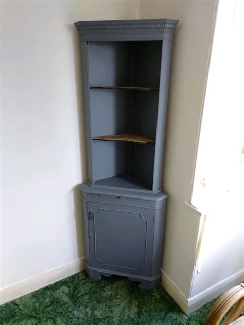 Fully Refurbished Tall Corner Cabinet Finished In Devonshire Grey In