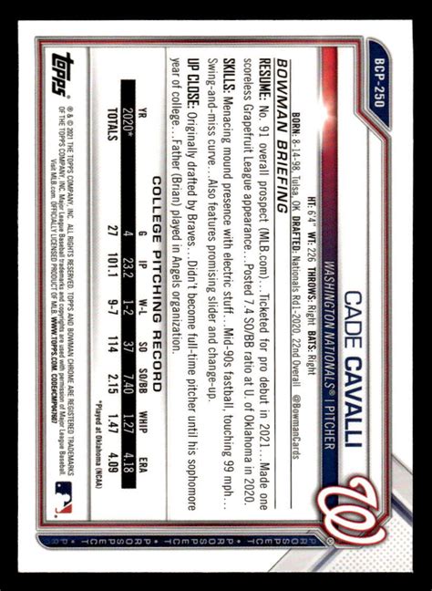 Bowman Chrome Bcp Cade Cavalli Shimmer Refractor Washington