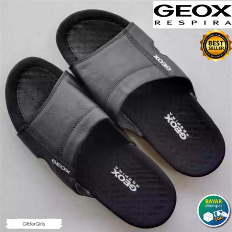 Jual Geox Sandal Kulit Asli Pria Sendal Selop Slide Slop Cowok Formal Sandal Lebaran Murah