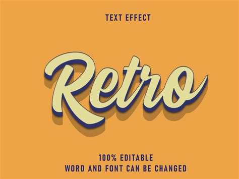 Retro Text Effect Editable Font Color Solid Style Vintage By