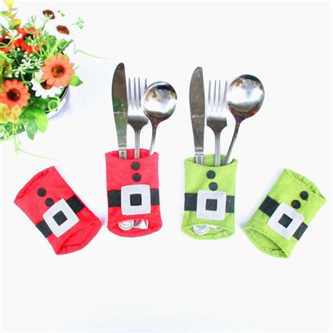 4pcs New Year Christmas Table Decoration For Home Xmas Knives Forks