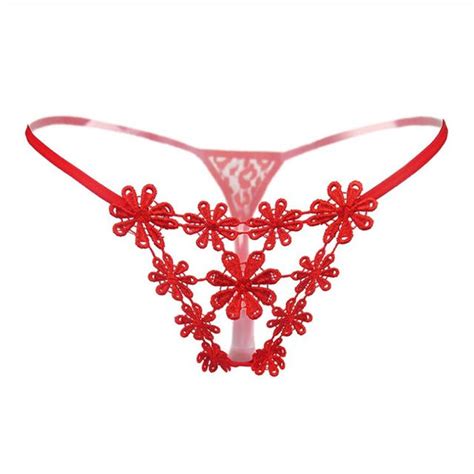 Flower Embroidery Design Sexy Thongs G String Women Lace Floral Intimates Lady Seamless