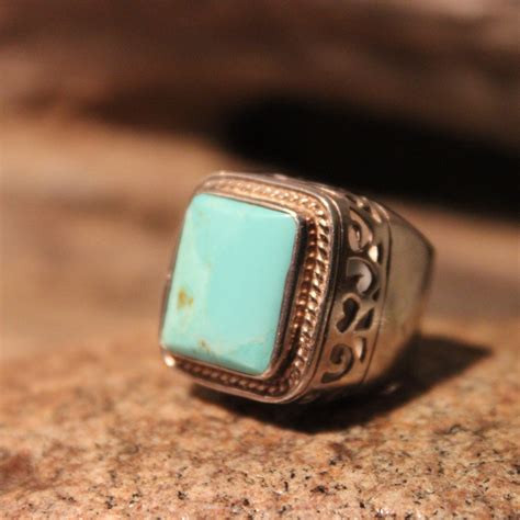 Vintage Large Mens Turquoise Ring Sterling Navajo Native American Heavy