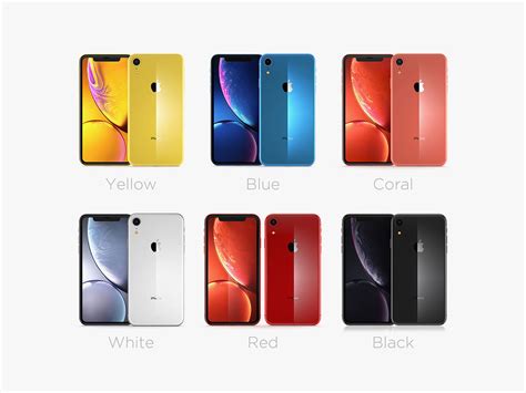 Apple Iphone Xr All Colors Black Blue Red Coral 3d Model 1