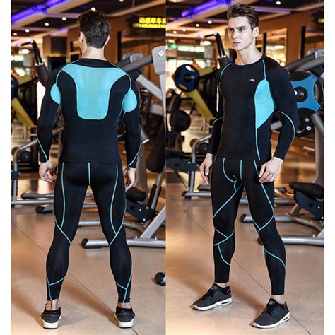 buy mens compression set long sleeve running suit fitness men quick dry gym