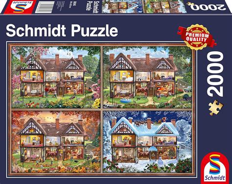 Schmidt Spiele Puzzle 58345 Jahreszeiten Haus 2000 Teile Puzzle Bunt