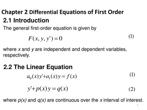Ppt Chapter 2 Differential Equations Of First Order Powerpoint