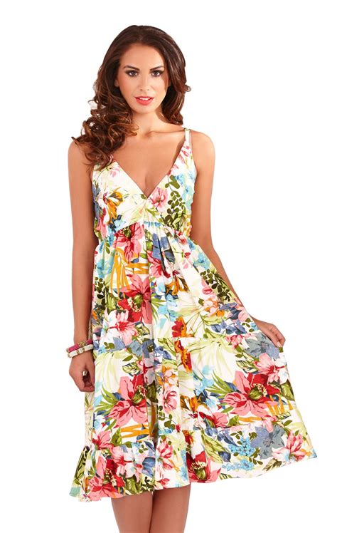 Womens Midi Length Short Cross Front Dress Floral Summer Beach Holiday Sundress Ebay