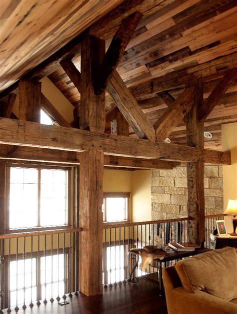 Antique Reclaimed Barn Beams Traditional Living Room Cleveland