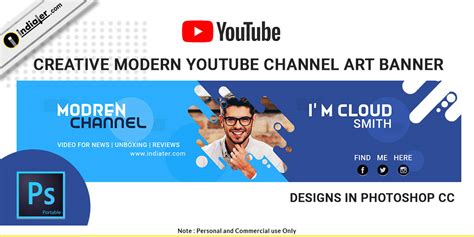 Maybe you would like to learn more about one of these? Free Creative Modern Youtube Channel Art Banner PSD - Indiater