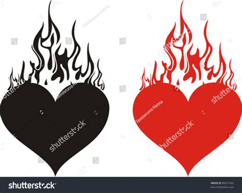 Heart On Fire Isolated On White Stock Vector 86021302 Shutterstock