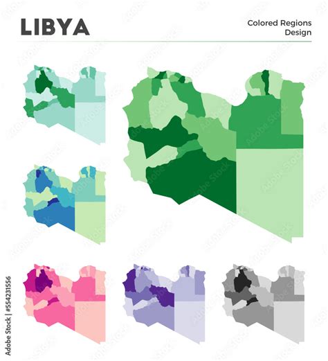 Libya Map Collection Borders Of Libya For Your Infographic Colored