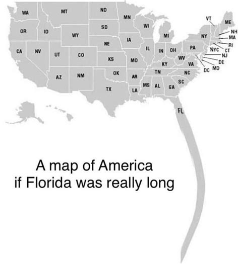 A Map Of America If Florida Was Really Long Rnotinteresting