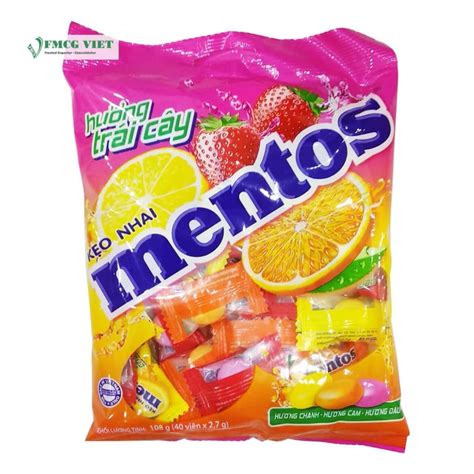 Mentos Chewy Candy Bag 108g Mixed Flavour Lemon Orange Strawberry