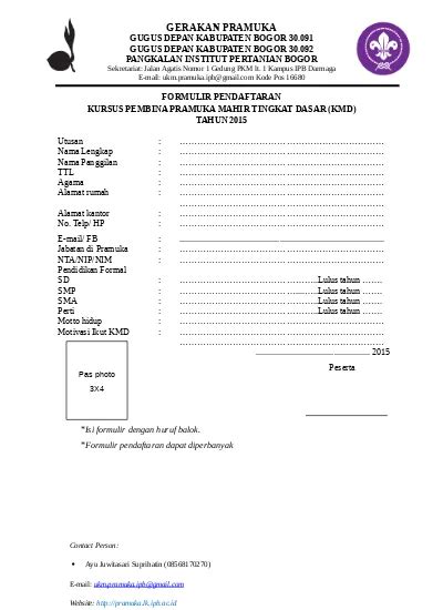 Detail Contoh Formulir Pendaftaran Anggota Pramuka Koleksi Nomer