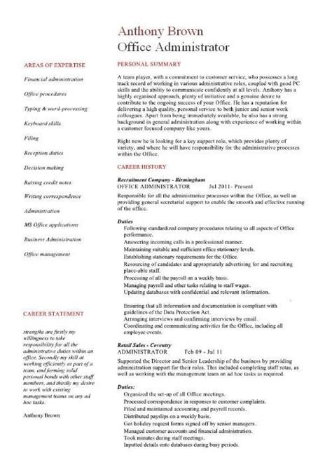 Administrative assistants have a lot on their plate where office work is concerned. Cv Template Office | Office manager resume, Resume skills ...