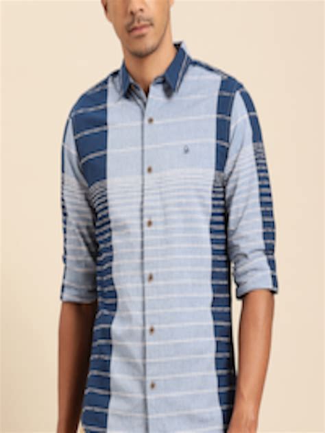 Buy United Colors Of Benetton Men Blue And Off White Slim Fit Striped