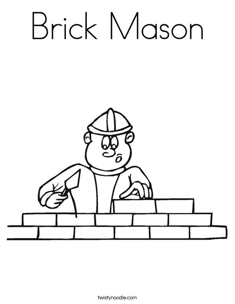The coloring pages depicting various forms of houses are interesting to dwell on as they give you plenty of opportunities to try out diverse color shades. Brick Mason Coloring Page - Twisty Noodle