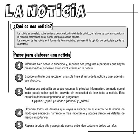 Lengua Y Literatura 5º De Primaria La Noticia