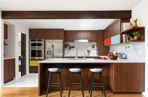 Mid Century Modern Kitchen With Pocket Door Walk In Pantry Midcentury