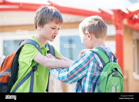 Two Boys Fighting In School Playground Stock Photo Royalty Free Image