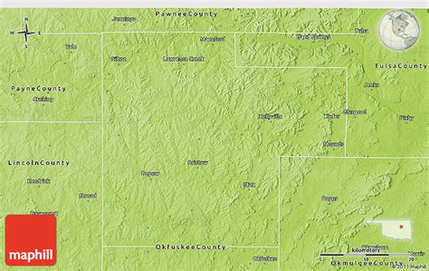 Physical 3d Map Of Creek County