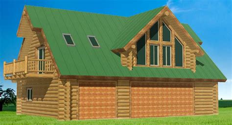 28x40 Log Garage With Log Carriage House Loft Log Cabin Living Area