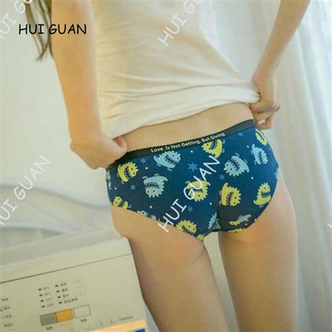 Hui Guan Navy Cartoon Dinosaur Cute Underwear Sex Lingerie Women Sexy Cotton Panties Lingerie
