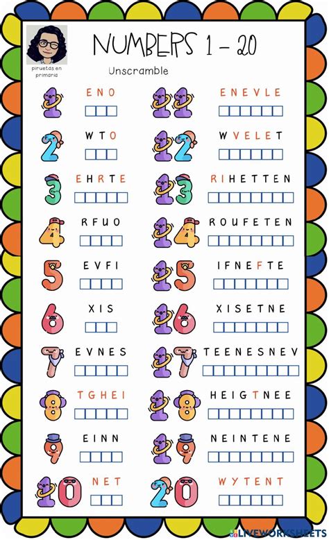 Spelling Numbers 1 To 20