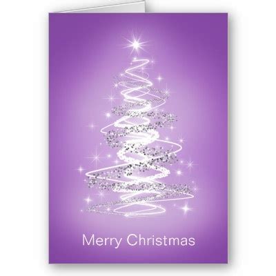 Merry Christmas Cards With Tree In Purple Zazzle Holiday Design