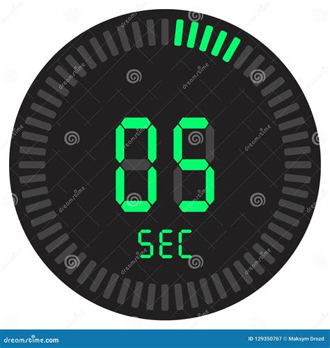 the digital timer 5 seconds electronic stopwatch with a gradient dial starting vector icon