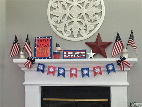 Fourth Of July Patriotic Mantel Decor Make Canadian Of Course Fourth